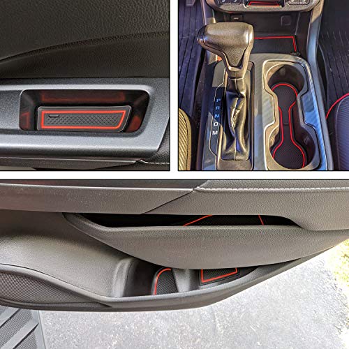 Product Cover JDMCAR Console, Cup, Door Liner Accessories Kit Compatible with Chevy Colorado and GMC Canyon 2020 2019 2018 2017 2016 2015 (Crew Cab,Red Trim)-26 PC Set