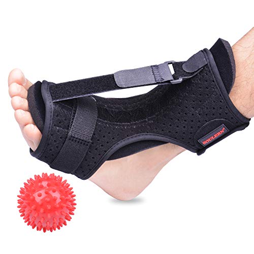 Product Cover Plantar Fasciitis Night Splint Foot Drop Orthotic Brace, Adjustable Elastic Dorsal Night Splint for Plantar Fasciitis, Heel, Ankle, Arch Foot Pain, Achilles Tendonitis with Hard Spiky Massage Ball