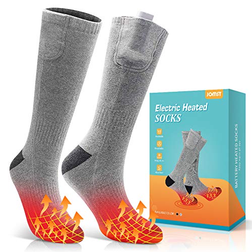 Product Cover Jomst Upgraded Heated Socks,Rechargeable Battery Heating Socks for Men Women,Winter Warm Cotton Socks Camping/Fishing/Cycling/Motorcycling/Skiing Gray