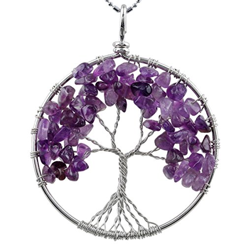 Product Cover SUNYIK Tumbled Gemstone Tree of Life Pendant Necklace for Women Men