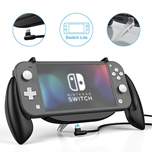 Product Cover Hand Grip Case for Nintendo Switch Lite, Vivefox Ergonomic Comfort Shockproof Handles Charging Grip Case Support Quick USB Charging Protective Case Kit Fits Nintendo Switch Lite 2019(Lite Rider)