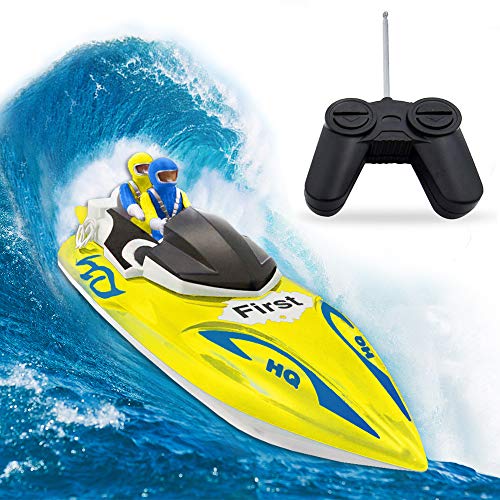 Product Cover RC Boat, Remote Control Boat for Kids&Adults,2.4Ghz 4CH Electric Racing Boat for Pools and Lakes,Kids Boat Toy-Yellow