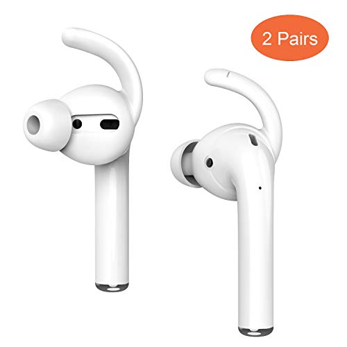 Product Cover Airpods Earhooks Soft Silicone Anti-Slip Earbuds Cover Compatible with Apple Earpods 2 & 1 Lightweight Sound Quality Enhancement for Apple Headphones Outdoor Activities Ear Hooks 2 Pairs White