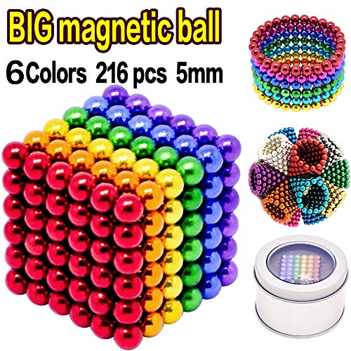 Product Cover YYage 6 Colors 5MM 216 Pieces Magnets Cube Building Blocks Magnetic Toys Colorful Buildable Sculpture Office Stress Relief Toys for Adults