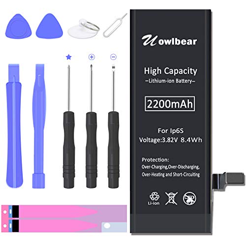 Product Cover uowlbear Replacement 6S Battery for iPhone 6s A1688 A1633 with Complete Replacement Kits and 2 Set Adhesive Strips -0 Cycle High Capacity 3 Year Warranty