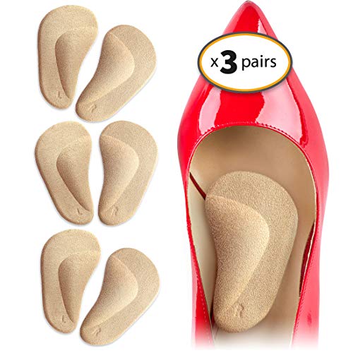 Product Cover CushyStep Arch Support Shoe Insert (3 Pair Pack) Gel Foot Arch Supports for Women with Non-Slip Suedette Topper. Best Instant Relief for High Arch, Plantar Fasciitis & Flat Feet.