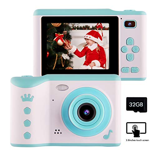 Product Cover NAKAWU Kids Camera, Children Digital Video Camera for Kids Aged 3-10, Rechargeable Children Camera with 32GB Memory Card HD 2.8Inches Touch Screen Camera Gift for Boys and Girls, Blue