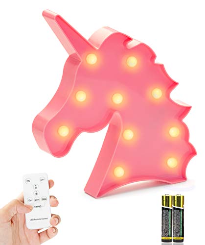 Product Cover Light Up Pink Unicorn Marquee - Perfect for Kids Bedroom Decorations, Night Lights, Unicorn Party Supplies, Girls Room Decor, Decorative Wall Lamp - Includes Remote Control and Batteries