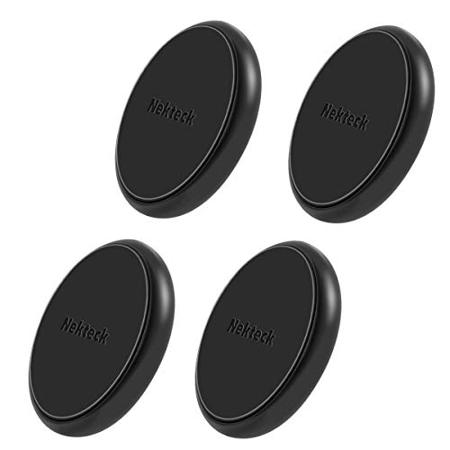 Product Cover Nekteck Universal Stick on Flat Magnetic Car Mount Phone/Key Holder for iPhone X/8/7 6S/ 6 6 Plus, SE, Galaxy S9/S8 S6/S7 Note 9 8 5, LG G7 G6, Pixel 3/2 XL Nexus 6P 5X, Echo Dot More [4Pack]