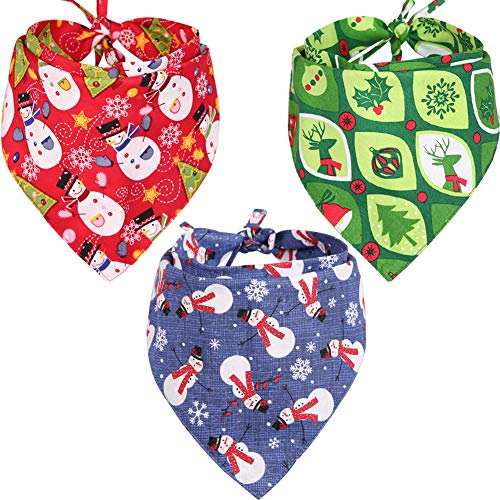 Product Cover KZHAREEN 3 Pack Christmas Dog Bandana Reversible Triangle Bibs Scarf Accessories for Dogs Cats Pets Large