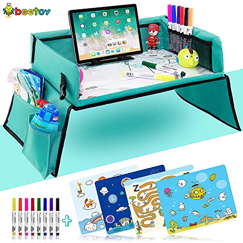 Product Cover beetoy Kids Travel Tray for Car Seat, Play Activity Lap Tray for Toddler with Art Supplies iPad Holder Trap Waterproof Surface for Snacking Drawing