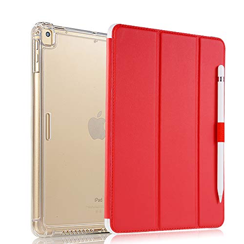 Product Cover Valkit iPad 10.2 Case 2019 iPad 7th Generation Case - Smart Trifold Stand Protective Heavy Duty Rugged Impact Resistant Armor Cover with Auto Sleep/Wake+Pencil Holder+Removable Front Cover, Red