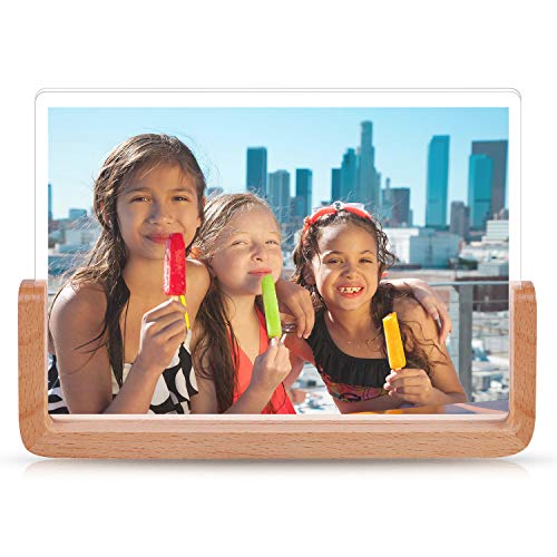 Product Cover E-accexpert 5x7 inch Picture Frame Solid Wood Acrylic Highly Definition Glass Photo Frame for Shelf Photo Display Decor Wall Mounting Table (5x7 Horizontal)