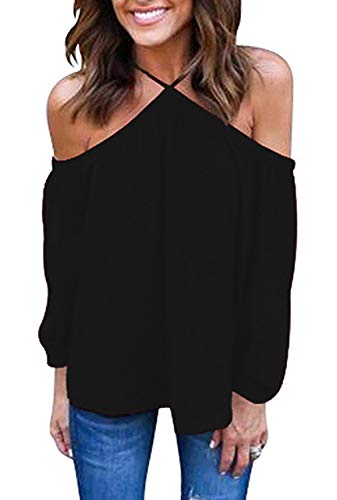 Product Cover LEXISLOVE Womens Shirts Off The Shoulder Long Sleeve Tops Casual Tees Work Sexy Backless Tops Blouses