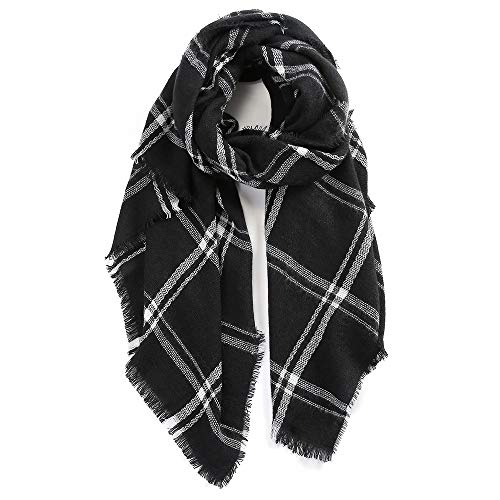 Product Cover Womens Plaid Blanket Fall Winter Scarf Chunky Thick Large Tartan Shawl Wrap