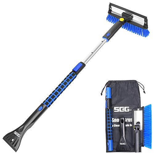 Product Cover SEG Direct 39'' Extendable Snow Brush with Squeegee Ice Scraper Telescoping Foam Grip for Car Truck SUV MPV Light Weight Anti-Freeze Extreme Durability Black and Blue