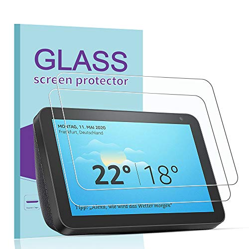 Product Cover [2 PACK] Janmitta for Amazon Echo Show 8 Screen Protector, [Scratch Resistant][Anti-Fingerprint] Tempered Glass for Amazon Echo Show 8 (8 inch)