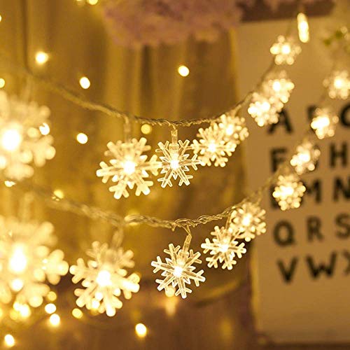 Product Cover Christmas Lights, VIKASI Christmas Decorations String Lights, Battery Operated Waterproof Fairy Lights for Xmas Garden Patio Bedroom Party Decor Indoor Outdoor Celebration Li (Snowflake)