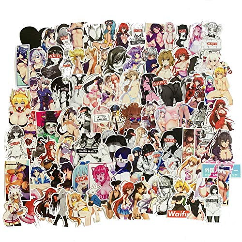 Product Cover LAUREN DAVISsdgsd Sexy Girls Anime Stickers, 100 Pcs PVC Laptop Stickers Luggage Suitcase Stickers,with Bunny Girls Bikini Girls Hot Lady Stickers Japanese Manga Character Stickers for Men Adult