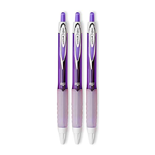 Product Cover Uni-ball Signo 207 Retractable Gel Pens, Medium Point, 0.7mm, Purple, 3 Count