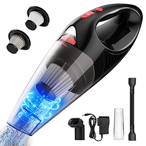 Product Cover Handheld Vacuum Cleaner Cordless 7kpa Powerful Suction Mini Car Vacuum Cleaner with Stainless Steel HEPA Filter,LED Light,Rechargeable Wet Dry Hand Vac for Home Pet Hair Car Cleaning