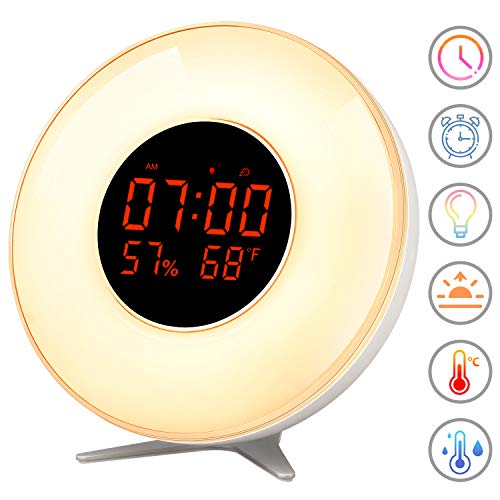 Product Cover Wake Up Light, Sunrise Simulation Alarm Clock - Easy Operation Feature, As Bedside Night Light With 7 Colors Atmosphere Lamp,10 Levels Brightness, Snooze Function,5 Natural Sounds For Children adults