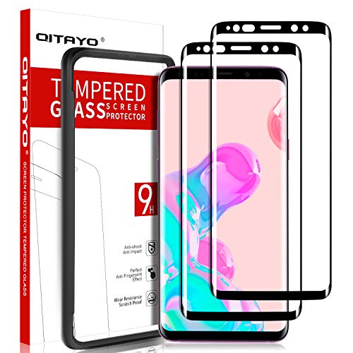 Product Cover QITAYO Screen Protector for Samsung Galaxy S9 Plus, HD Clear Tempered Glass Screen Protector Compatible with Samsung Galaxy S9+, 2 Pack