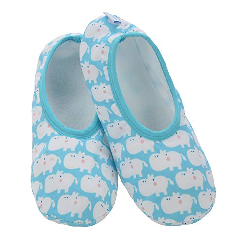 Product Cover Snoozies Skinnies Lightweight Slippers | Cozy Slippers for Women | Travel Flats On The Go | Womens Slippers | Blue Hippos | X-Large