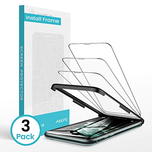 Product Cover AINOPE 3 Packs Screen Protector Compatible with Apple iPhone 11 Pro Max & iPhone Xs Max Install Frame iPhone Xs Max Tempered Glass Screen Protector Case Friendly for Apple 6.5 & iPhone 11 Pro Max