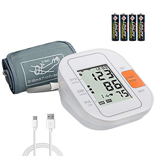 Product Cover Blood Pressure Monitor Upper Arm - Anfly Digital Blood Pressure Cuff, FDA Approved Quiet and Automatic BP Monitor for Home Travel, Easy to Read Large LCD Screen 4 AA Batteries USB Powered