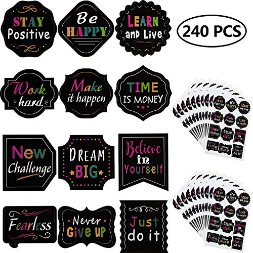 Product Cover 240 Pieces Inspiring Planner Stickers Inspirational Quote Stickers Motivational Encouragement Stickers for Laptop Book Phone Car Luggage Bike