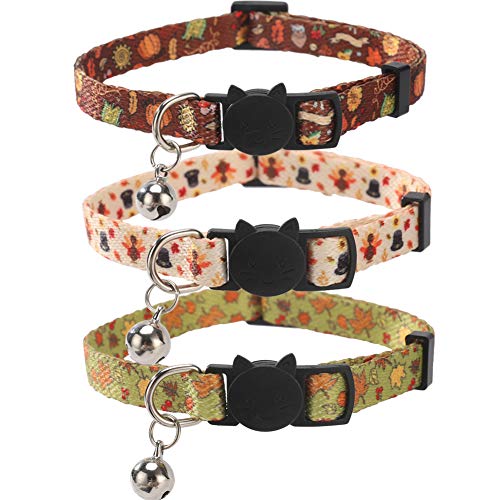 Product Cover Lamphyface 3 Pack Thanksgiving Cat Collar with Bell Breakaway Adjustable