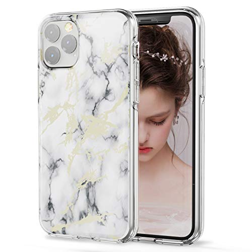Product Cover LOZA Case for iPhone 11 Pro, White Marble Texture Pattern Slim Hard Bumper Shockproof Full-Body Protective Cover Case, Anti-Scratching for 2019 Newest iPhone 11 Pro 5.8