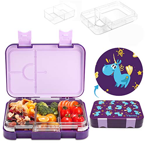 Product Cover Yansu Kids Bento Box BPA Free Leakproof 6-Compartment Cute Bento Lunch Box for Kids Toddler Meal Snack Packing Food Storage Travel School Lunch Container Freezer Microwave Safe Lunchbox