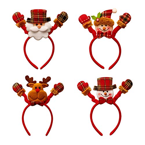 Product Cover Vevins Christmas Headbands, 4 Pcs Headwear for Kids Women, Hair Accessory with Reindeer Antler & Santa Hat & Christmas Tree