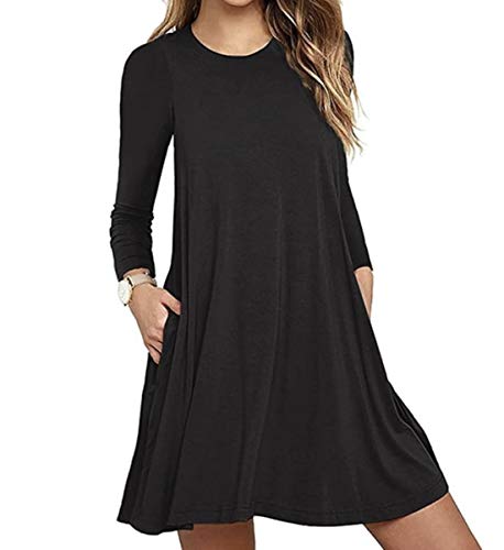Product Cover Kyerivs Women's Long Sleeve Tops T-Shirt Dress Round Neck Casual Loose Dresses