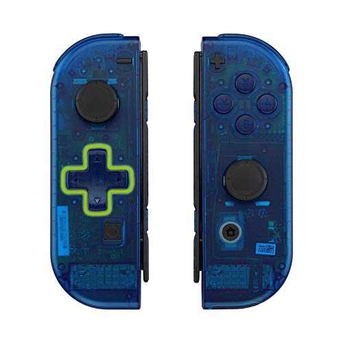 Product Cover eXtremeRate Transparent Clear Blue Joycon Handheld Controller Housing (D-Pad Version) with Full Set Buttons, DIY Replacement Shell Case for Nintendo Switch Joy-Con - Console Shell NOT Included