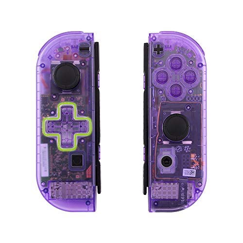 Product Cover eXtremeRate Clear Atomic Purple Joycon Handheld Controller Housing (D-Pad Version) with Full Set Buttons, DIY Replacement Shell Case for Nintendo Switch Joy-Con - Console Shell NOT Included