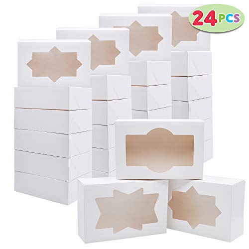 Product Cover 24 PCs Christmas Cookie Bakery Treat Box Set with Window (8.75'' x 5.75'' x 2.75'') for Pastries, Cupcakes, Cookies, Brownies, Donuts Gift-Giving