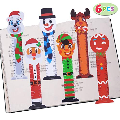 Product Cover 144 PCs Christmas Bookmark Rulers Party Favors with 6 Designs for Holiday Giveaway Goodie Gift, Classroom Rewards, Goody and Prizes.