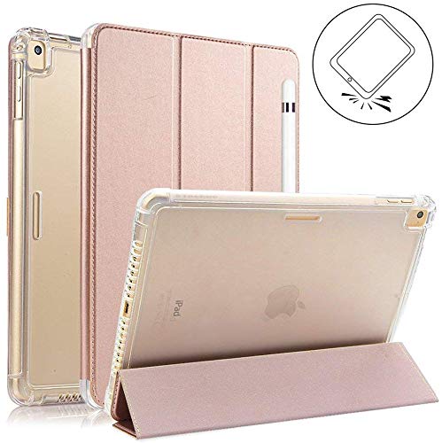 Product Cover Valkit iPad 10.2 Case 2019（7th Gen） - Smart Trifold Stand Protective Heavy Duty Rugged Impact Resistant Armor Cover with Auto Sleep/Wake+Pencil Holder+Removable Front Cover, Rose Gold Pink