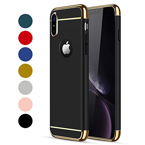 Product Cover iPhone X/XS Case, CROSYMX 3 in 1 Ultra Thin and Slim Hard Case Coated Non Slip Matte Surface with Electroplate Frame for Apple iPhone X/XS(5.8'') - Black