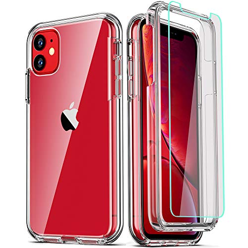 Product Cover COOLQO Compatible for iPhone 11 Case, with [2 x Tempered Glass Screen Protector] Clear 360 Full Body Coverage Hard PC+Soft Silicone TPU 3in1 [Certified Military Protective] Shockproof Phone Cover