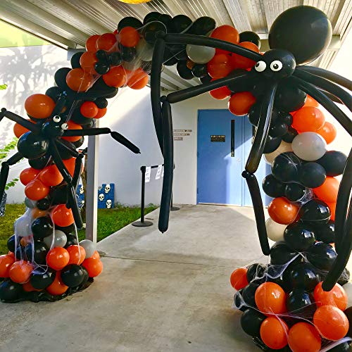 Product Cover BONROPIN Halloween Balloon Garland Arch kit 175 Pieces with Halloween Spider Web Black Orange Gray Balloons Spider Balloons for Halloween Day Party Decorations.