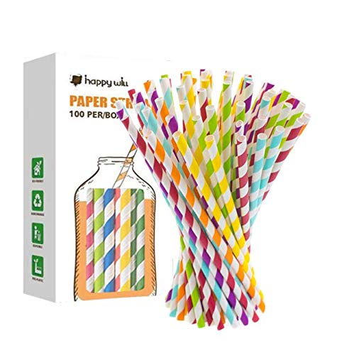 Product Cover Straws Drinking Disposable & Biodegradable Straws & striped paper straws 100 Pcs for Party Supplies, Wedding Decorations and Dessert Cups