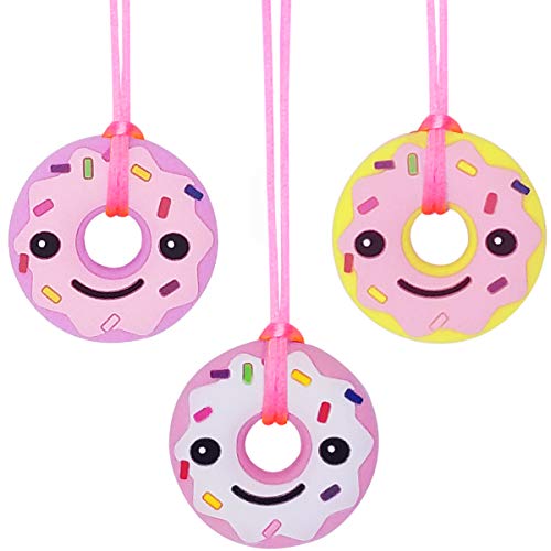 Product Cover Sensory Chew Necklace for Kids, Girls (3 Pack) - Oral Sensory Chew Toys Teether Necklace Chewing Necklace Teething Necklace - Designed for Autism, ADHD, Oral Motor Girls - BPA Free & Durable