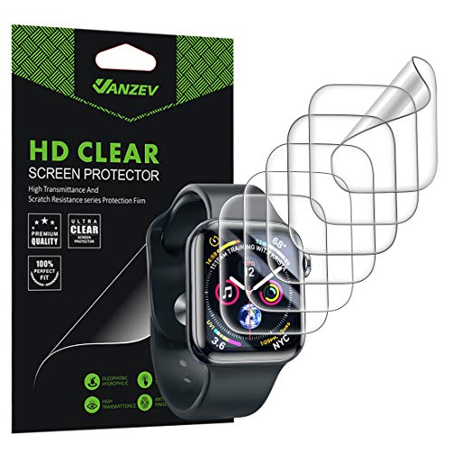 Product Cover VANZEV Screen Protector for Apple Watch 44mm Series 5 4 Compatible, Innovative Designed No Liquid Needed Instant Easy Apply Max Coverage Anti-Bubble HD Clear Films [6 Pack]