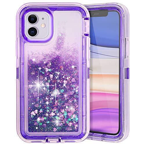 Product Cover COOYA iPhone 11 Case, iPhone 11 Glitter Case for Girls Women Full Body Protection Heavy Duty Shockproof Bumper Dual Layer Hard PC and TPU Back Cover Bling Sparkle Case for iPhone 11 6.1 Inch Purple