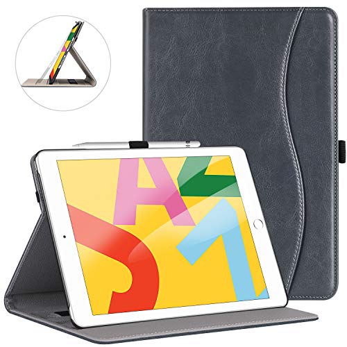 Product Cover ZtotopCase for New iPad 7th Generation 10.2 Inch 2019,Premium PU Leather Slim Folding Stand Cover with Auto Wake/Sleep,Multiple Viewing Angles for Newest iPad 7th Gen 10.2'' 2019,Dark Grey