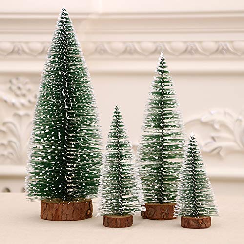 Product Cover U-House Mini Artificial Christmas Tree 8 Pcs Snow Frost Sisal Trees Desktop Miniature Pine Tree Bottle Brush Trees for Christmas Party Home Decoration(2 Size: 10/15cm Height)